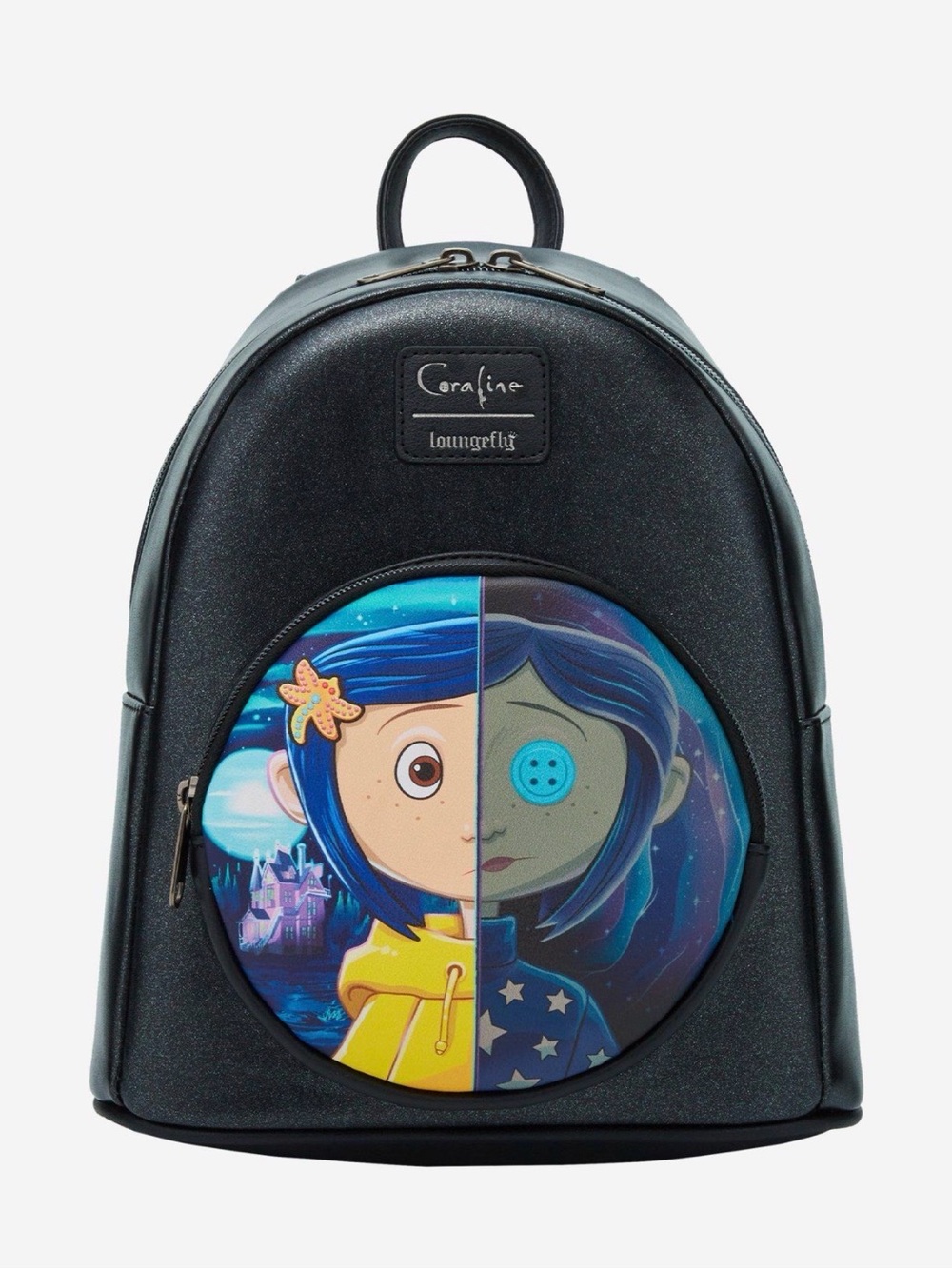 New Loungefly Coraline Split Face Iridescent Mini Backpack